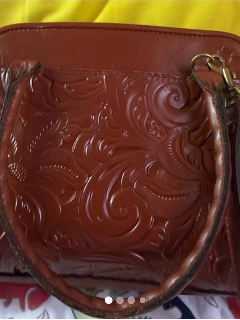 Patricia Nash Embossed Leather Satchel - Chestnut Brown